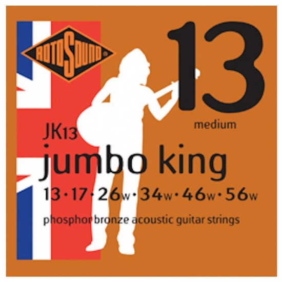 Rotosound Jumbo King JK13, Phosphor Bronze Acoustic Guitar Strings,13-56